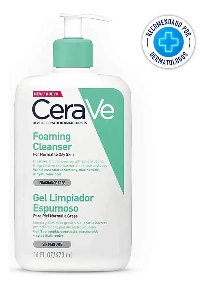 CeraVe Gel Limpiador Espumoso facial para Piel Mixta a Grasa 473 ml