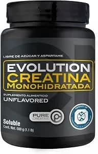 EVOLUTION, Creatina Monohidratada, 100 Porciones, 500g, Sin Sabor, Pure Creatine, Alta Pureza, Sin