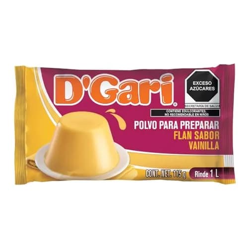 D'Gari Polvo para Preparar Flan, Sabor Vainilla 115 g