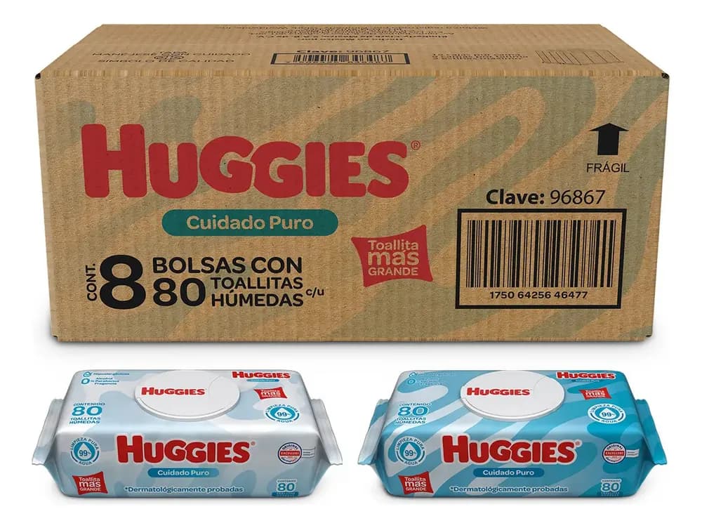 Toallitas Húmedas Huggies Cuidado Puro 640 toallitas 8 Pack