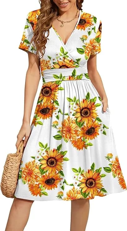WEACZZY Vestidos de verano para mujer de manga corta