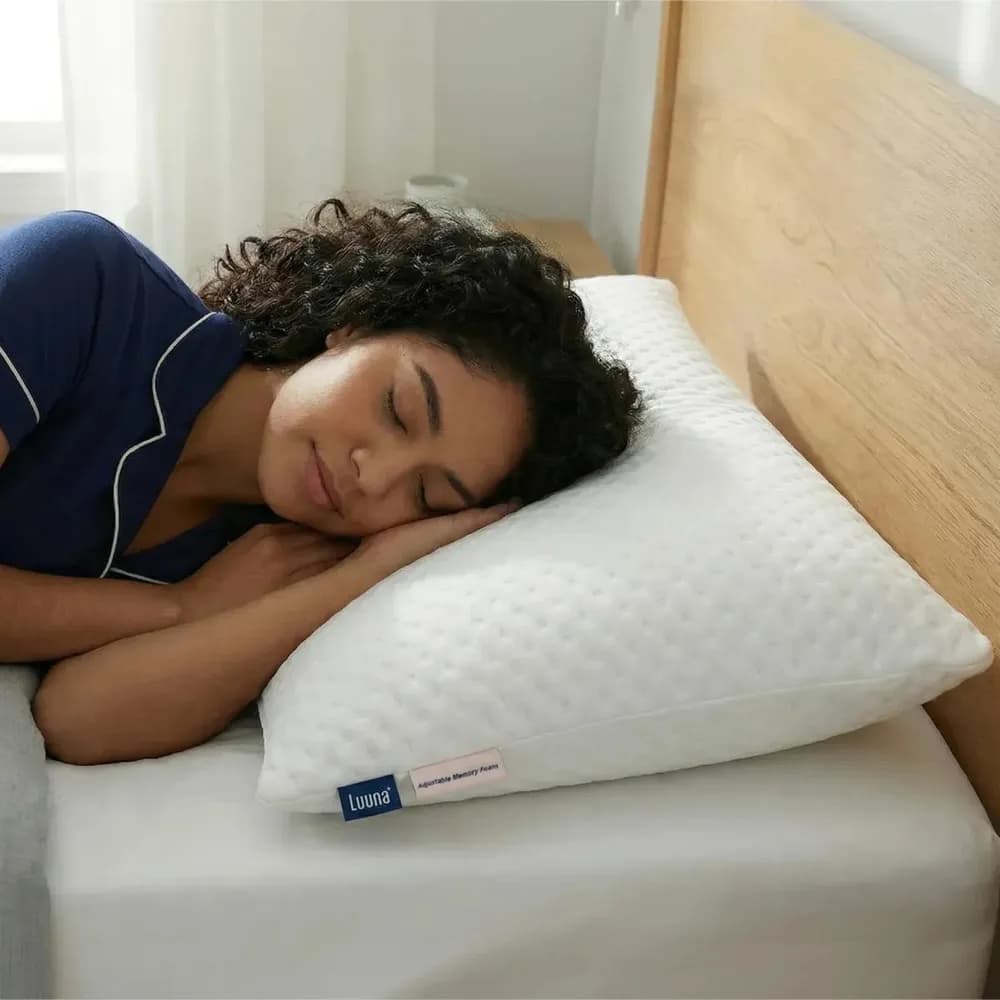 Almohada Luuna Memory Foam Ajustable Suave, Estándar Color Blanco