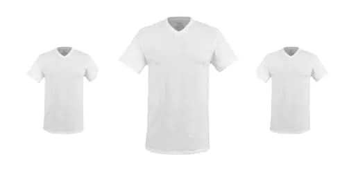Hanes, Playera Cuello V Caballero 3 Piezas, CH, Blanco