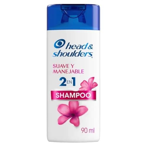 HEAD & SHOULDERS, Shampoo de uso diario, Suave y Manejable 2 en 1, 90 ml