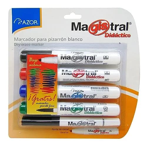 Azor Marcadores Para Pizarrón Blanco 4 Piezas + 1 De Regalo