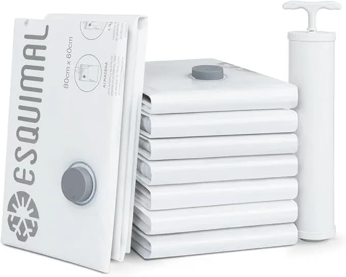 ESQUIMAL Bolsas de Almacenamiento de Compresión al Vacío (9 pzas 80x60 cm) y Bomba de Aire