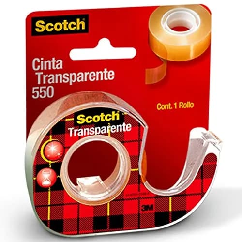 Scotch, 3M Cinta Adhesiva 550 con despachador, Transparente, 12 mm x 30 m, Contiene 1 rollo, Ideal