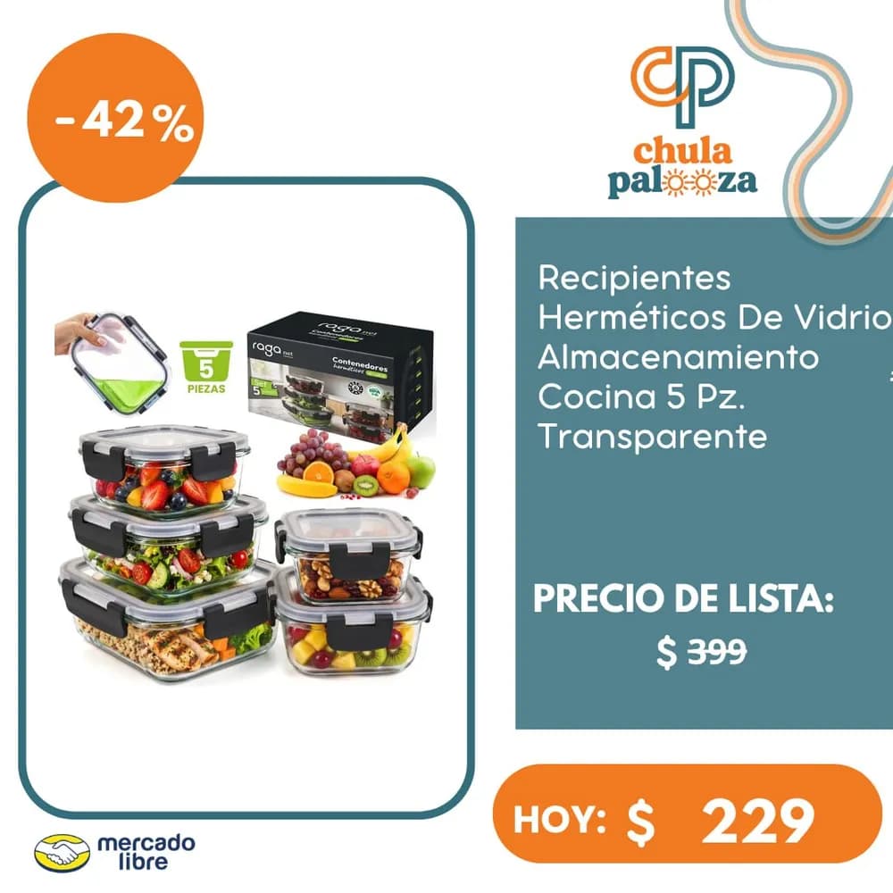 Recipientes Herméticos De Vidrio Almacenamiento Cocina 5 Pz.