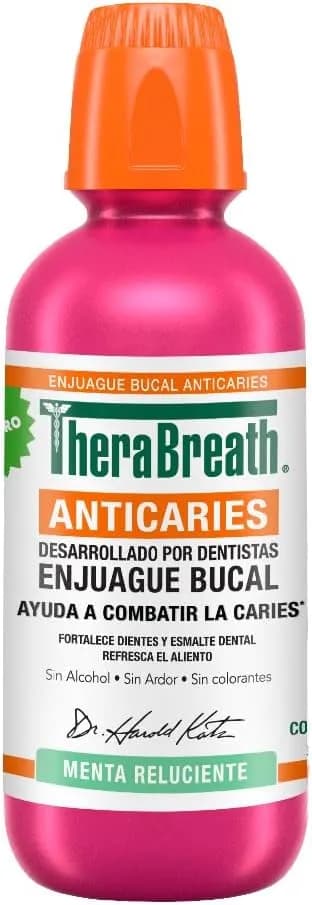 TheraBreath Enjuague Bucal sin Alcohol Anticaries Menta Reluciente