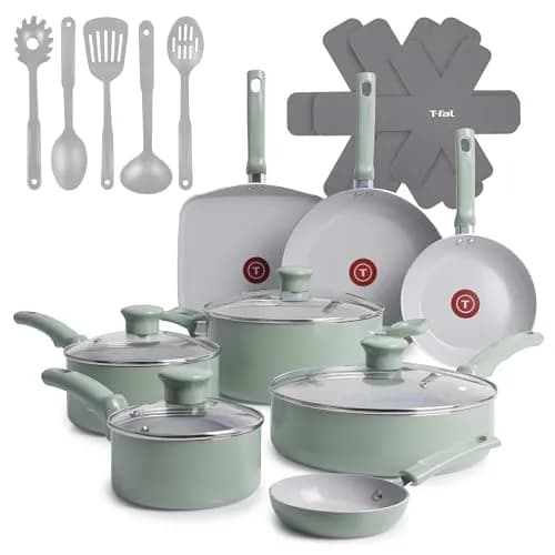 T-Fal Juego de sartenes y ollas antiadherentes Refresh de cerámica