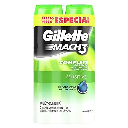GILLETTE Mach3 Sensitive, Gel para Afeitar Piel Sensible de 400mL, para Rasurar Barba