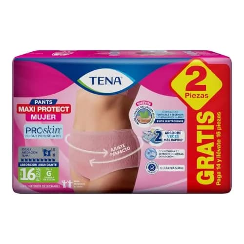 TENA Pants Mujer Talla G, Ropa interior desechable, 14 piezas