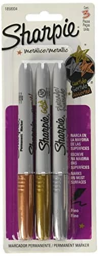 Sharpie 1858004 Metallic Marcador Permanente Punto Fino, 3 Colores Surtidos