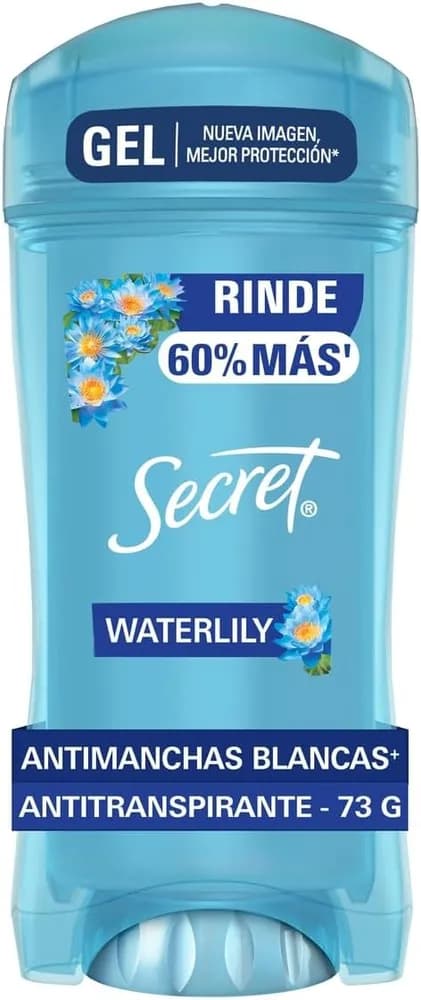Secret, Antitranspirante Mujer, Gel Invisible, Aroma a Waterliliy 73g