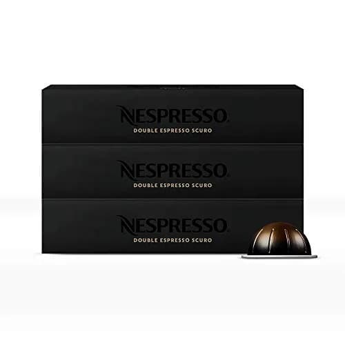 Nespresso, Café Double Espresso Scuro, Paquete de 30 cápsulas de Sistema Vertuo. Tamaño de taza