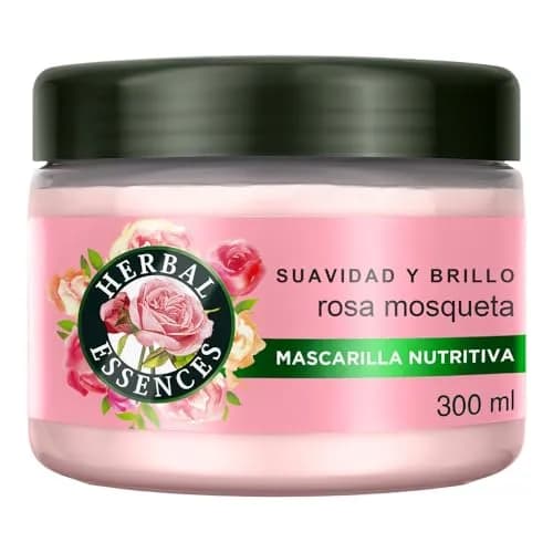 HERBAL ESSENCES, Mascarilla Capilar Nutritiva Suavidad y Brillo Rosa Mosqueta, aroma
