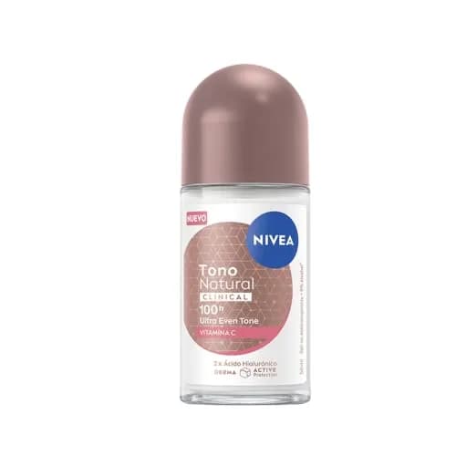 NIVEA Desodorante Aclarante Clinical Tono Natural en Roll on 50 ml, 96 horas de Protección
