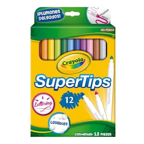 CRAYOLA 12 Plumones Delgados Lavables