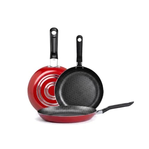 Ekco | Juego de Sartenes Classic 3 Piezas de Aluminio Antiadherente Rojo