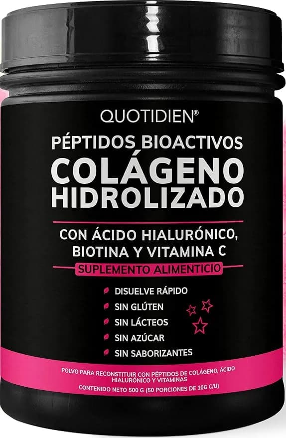 Quotidien Péptidos Bioactivos de Colageno Hidrolizado + Ácido Hialurónico + Biotina + Vitamina