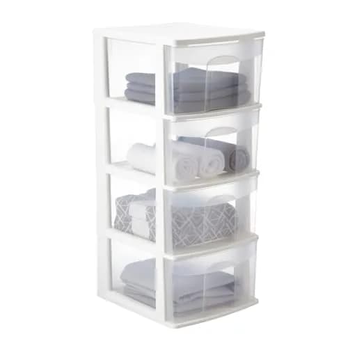 Italhome Cajonera ONYX 4 de Plástico Blanca con 4 Cajones Transparentes