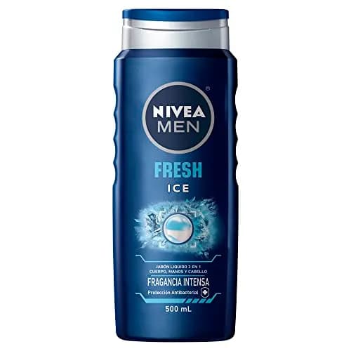 NIVEA MEN Jabón Líquido Corporal 3 en 1 Fresh Ice (500 ml) jabón Antibacterial para Cuerpo, Rostro