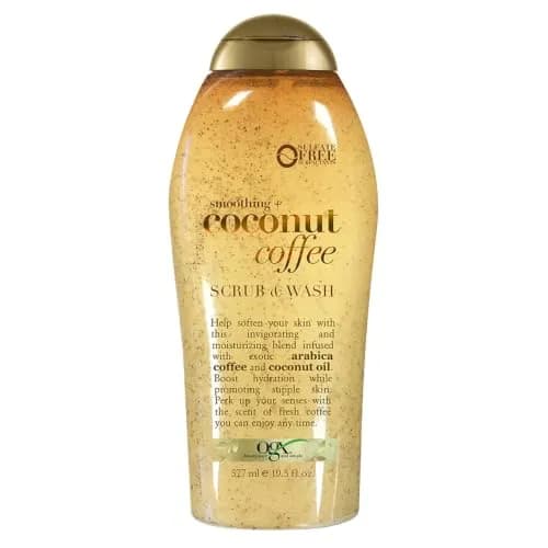 OGX, Body Wash y Exfoliante de Coco y Café, 577 ml
