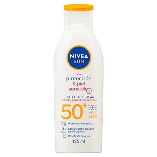 Protector Solar Corporal NIVEA SUN Protección & Piel Sensible FPS 50+ 125Ml, Sin Fragancia