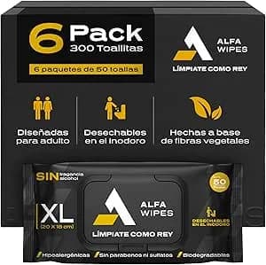 Alfa Wipes Toallitas Humedas para Adulto Extra Grandes y Gruesas