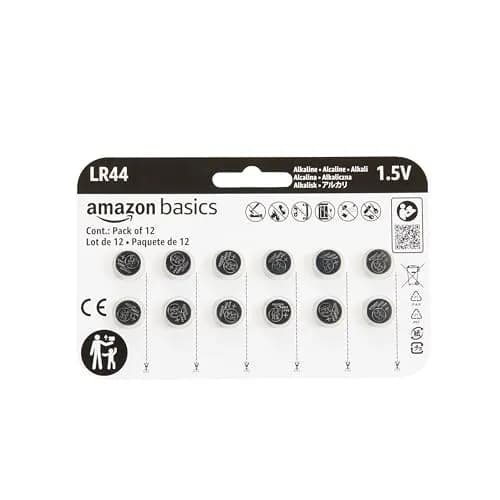 Amazon Basics - Paquete de 12 pilas alcalinas LR44