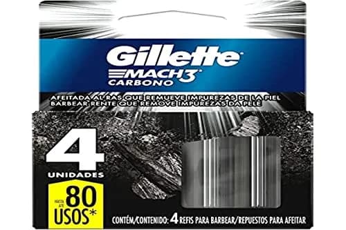 Gillette Mach3 Carbono, Cartucho De Rastrillo Para Afeitar, 4 Repuestos