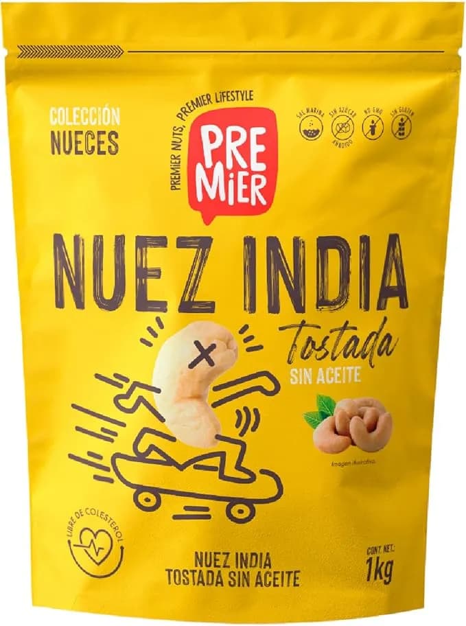 GRUPO PREMIER | Nuez de la India – 1 Kg | Fuente de Proteinas | Snacks sin Azucar – Frutos Secos