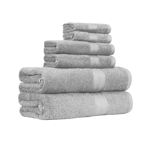 Amazon Basics 6 Piece Oversized Fade resistant Towel set