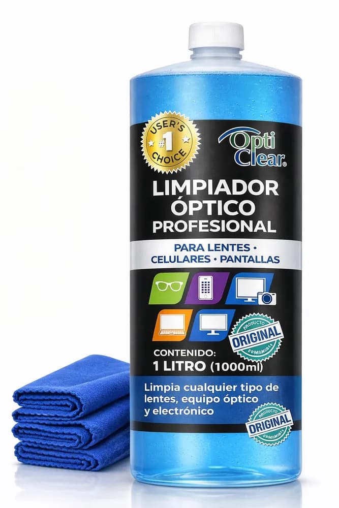 Opticlear | Solución Profesional Limpiadora Premium | 1 Litro + 3 paños de microfibra | Limpiador