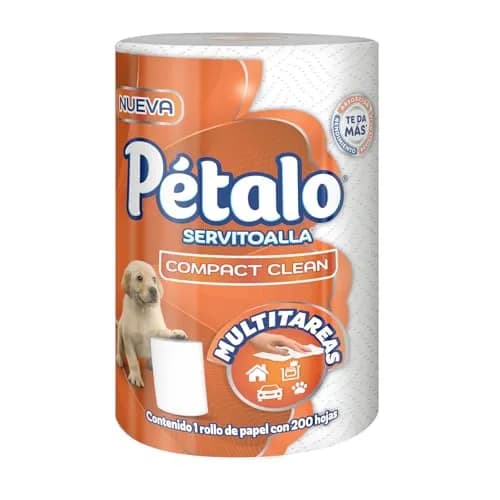 Pétalo Compact Clean, Servitoalla, 1 Rollo con 200 Hojas, Multitareas