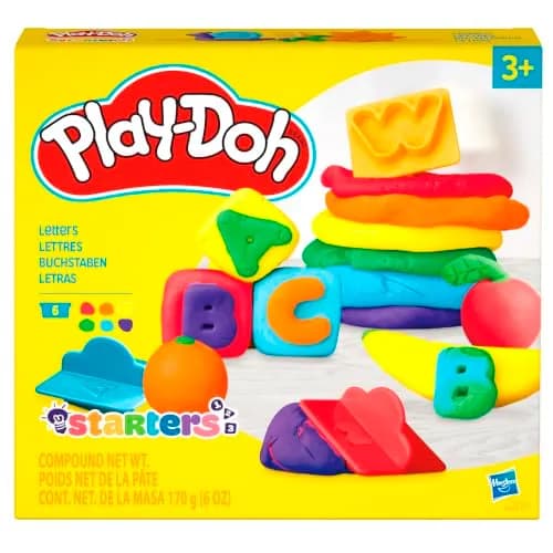 Play-Doh Set de Letras de masa moldeable con accesorios y 6 Latas de diferentes colores primarios y brillantes, para niños y niñas a partir de 3 años
