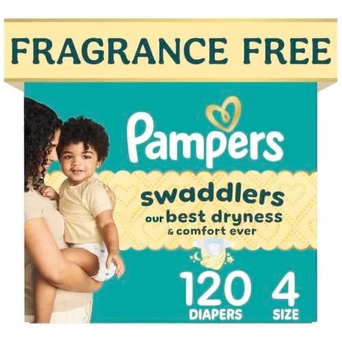 Pampers Swaddlers Pañales Etapa 4 Absorbentes Talla 4 (10-16 Kg), 120 Unidades. Mantienen al Bebé