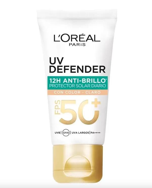 L'Oréal Paris Protector Solar Diario Anti-Brillo FPS50+ UV Defender Tono Claro, 40g
