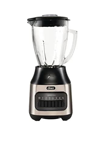Oster Licuadora 800 W con Vaso de Vidrio de 1.5 L, 6 Velocidades + Pulso