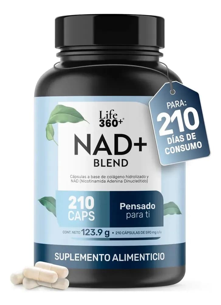 Nad+ Colágeno Hidrolizado 210 Cápsulas Nicotinamida Adenina Dinucleótido | Life 360+