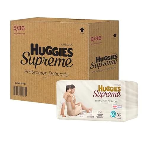 Pañal Huggies Supreme, unisex con 36 pzs, etapa 6, para bebés de 13.5 kg en adelante. Único clinica