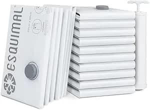 ESQUIMAL Bolsas de Almacenamiento de Compresión al Vacío (15 pzas 60x40 cm) y Bomba de Aire