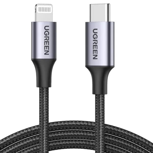 UGREEN Cable USB C a Lightning Nylon Trenzado MFi Certificado Carga Rápida Compatible