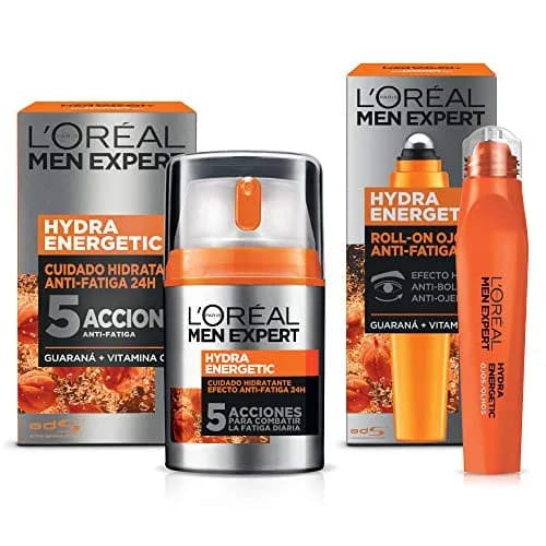 L'Oréal Paris Men Expert Kit Hydra Energetic Crema para Hombre y Roll-on Anti Ojeras