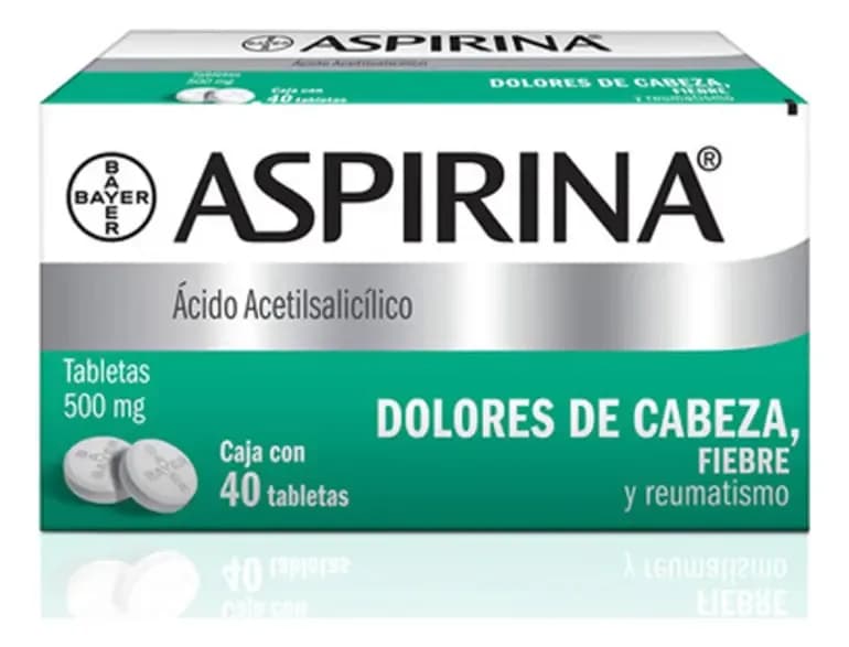 Analgesico Aspirina 500mg Para Dolor De Cabeza, 40 Tabletas