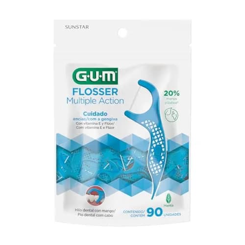GUM - Flossers con Mango Ergonómico Cubiertos con Vitamina E y Flúor - Limpieza Interdental Precisa