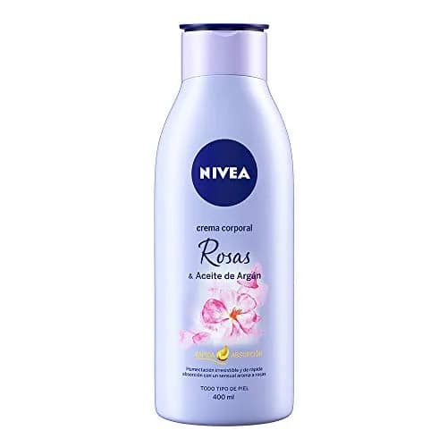 NIVEA Crema Corporal Humectante Senses Rosas y Aceite de Árgan (400 ml), 24 horas Humectación