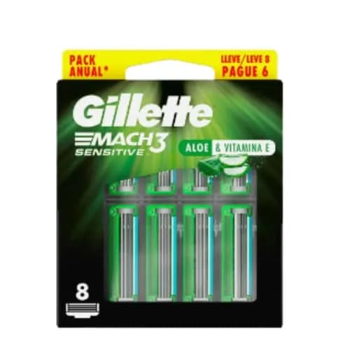 Cartuchos Gillette Mach3 Sensitive 8 Piezas