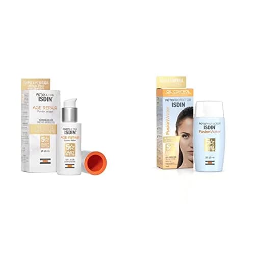 ISDIN FotoUltra Age Repair Fusion Water SPF 50, Protector Solar Facial de fase acuosa + Fotoprotector Fusion Water SPF 50, Protector Solar Facial de fase acuosa