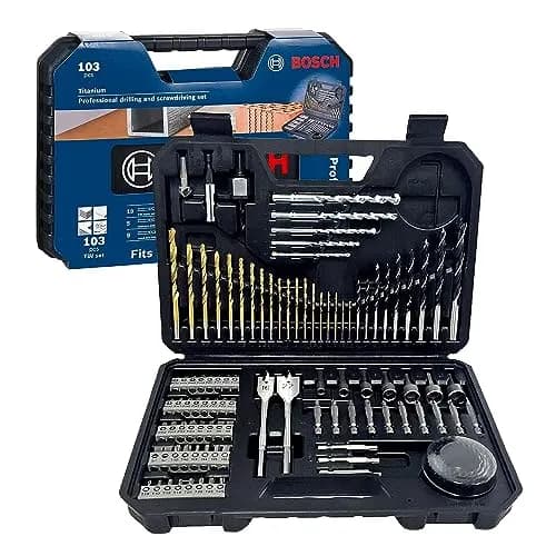 Bosch Set de Puntas y Brocas 103 unidades – Kit completo de taladro/atornillador para metal, madera